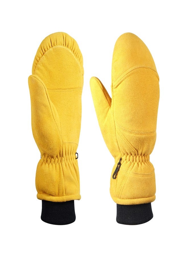 SKYDEER Full Genuine Deerskin Suede Leather Mittens with Pile Lining, Winter Gloves for Cold Weather Work and Ski (SD8677M/L) - Image 4